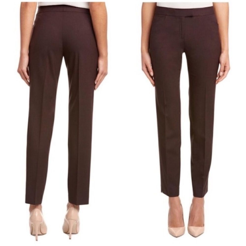 Lafayette 148 New York Irving Wool Blend Trouser Brown Size 10